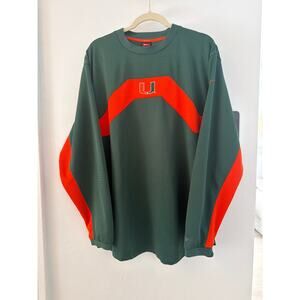 Vintage UM Miami Hurricanes Nike Basketball Warm Up Jersey Shirt Long Sleeve L